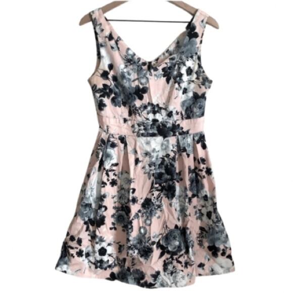Modcloth IXIA Contrast As You Can Pink and Blue Floral Skater Pinup Tank Dress - Picture 1 of 8